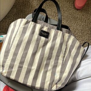 Victoria's Secret Gray and Cream Striped Tote